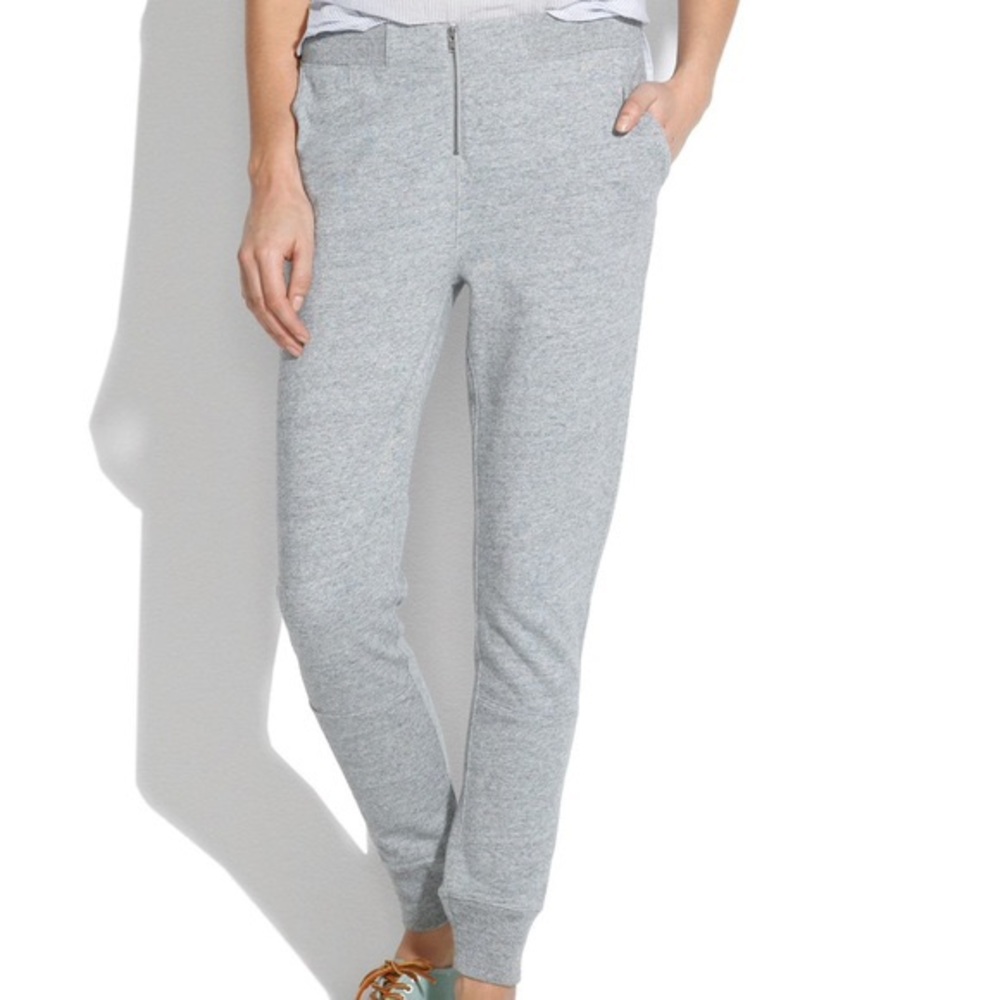Madewell Light Gray Heather Zip-Front Track Joggers